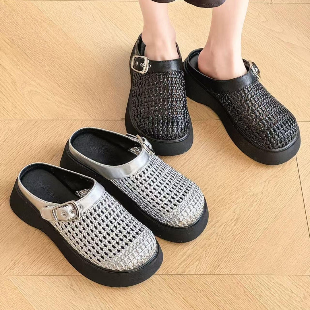 Damen Clogs mit stilvollem Wabenmuster und komfortablem Plateau EB