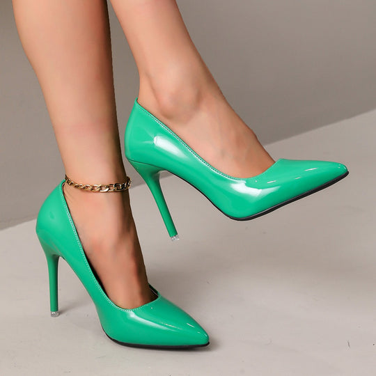 Damen stilvolle High Heels mit glänzendem Obermaterial und elegantem Schnitt EB