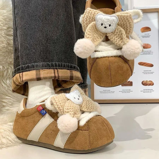 Damen Trendige Sneakers mit verspielten Knüpfdetails und kuscheligem Innenfutter EB
