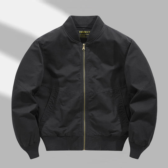Men's  military-inspired canvas utility bomber jacket with reinforced elbow panels and angled welt pockets EB