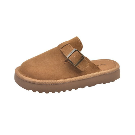 Damen bequeme Clogs aus weichem Wildleder mit modischem Schnallenverschluss EB