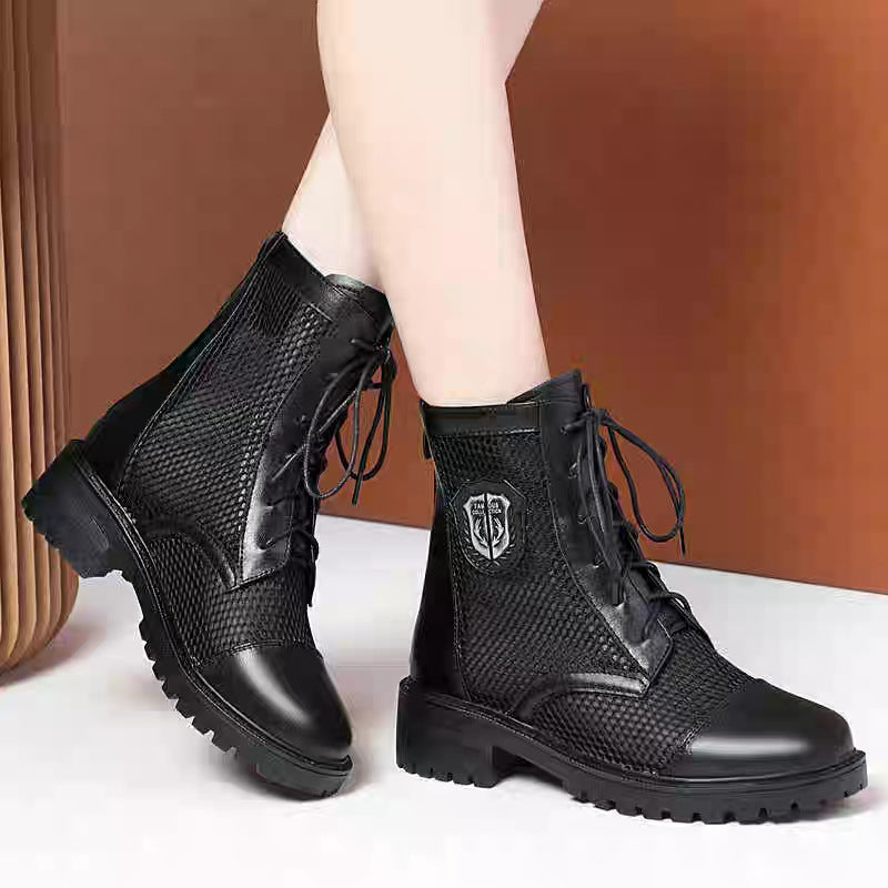 Damen Modische Stiefeletten aus atmungsaktivem Netzmaterial mit robusten Profilsohlen EB