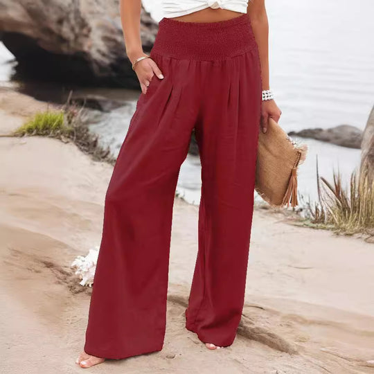Damen weite Sommerhose mit elastischem Bund und komfortablem Schnitt EB