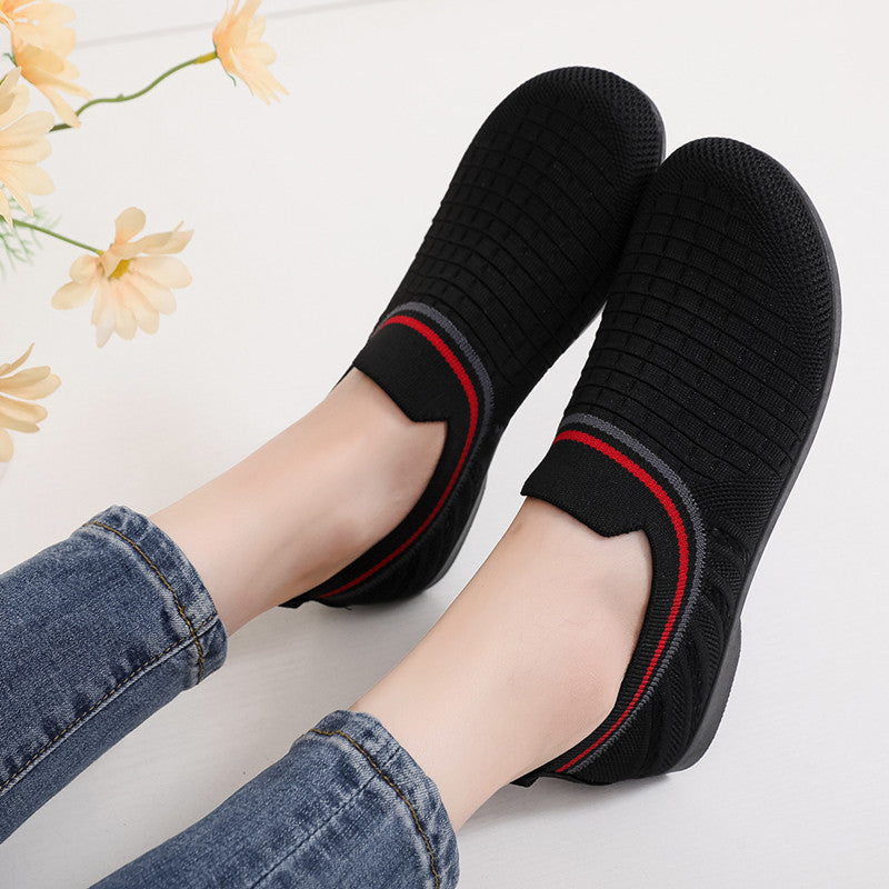 Damen atmungsaktive Slip-On Sneakers mit elastischem Kragen EB