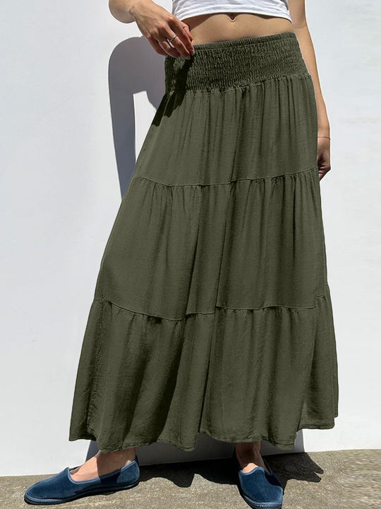 Damen Maxi-Rock mit voluminösem Schnitt und elastischem Bund EB