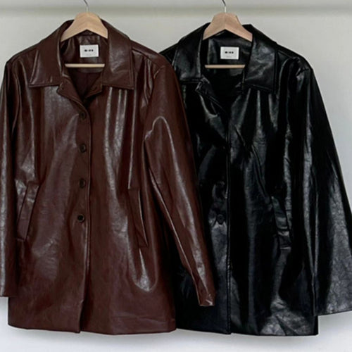Damen lässige und stylische Kunstlederjacke EB
