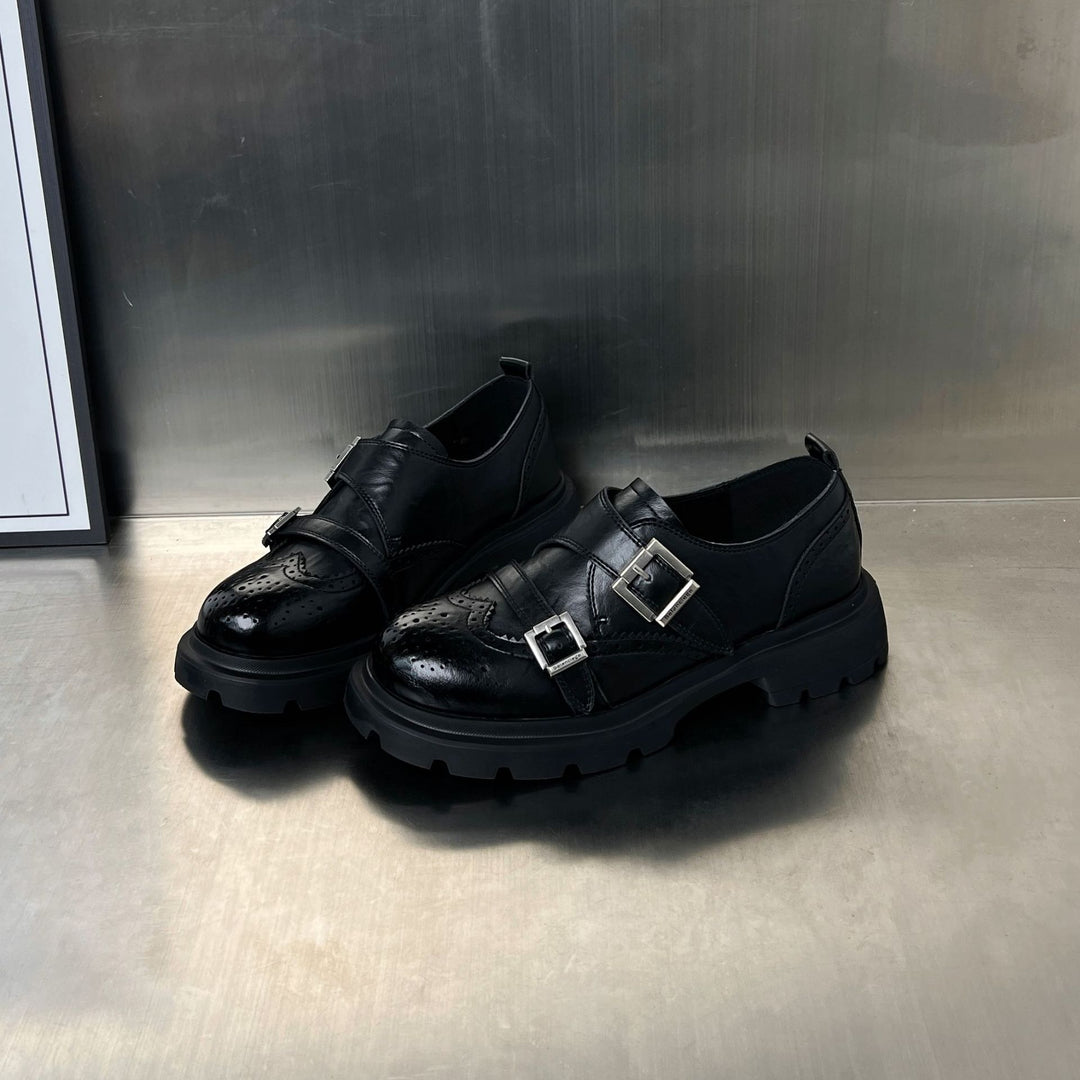Damen Elegante Schnürschuhe mit modischen Schnallen und rutschfester Gummisohle EB