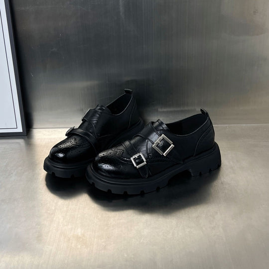 Damen Elegante Schnürschuhe mit modischen Schnallen und rutschfester Gummisohle EB
