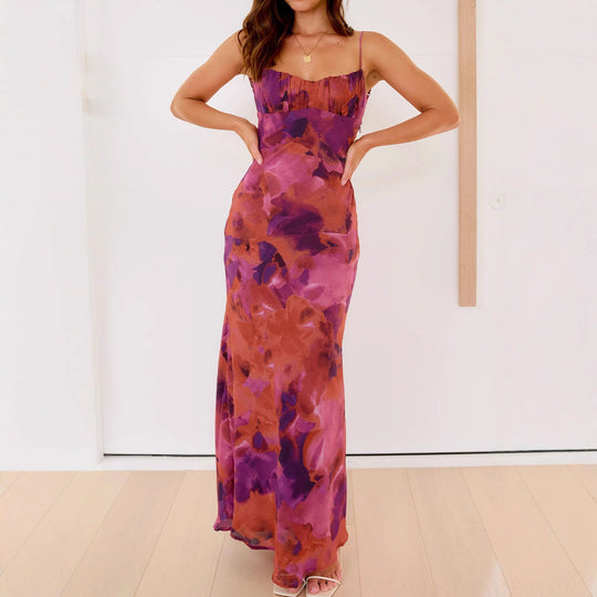 Damen Elegantes Maxikleid mit sanften Farbverlauf und filigranen Spaghettiträgern EB