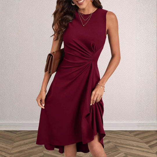 Damen Elegantes Wickelkleid mit asymmetrischem Saum und gerafften Details EB