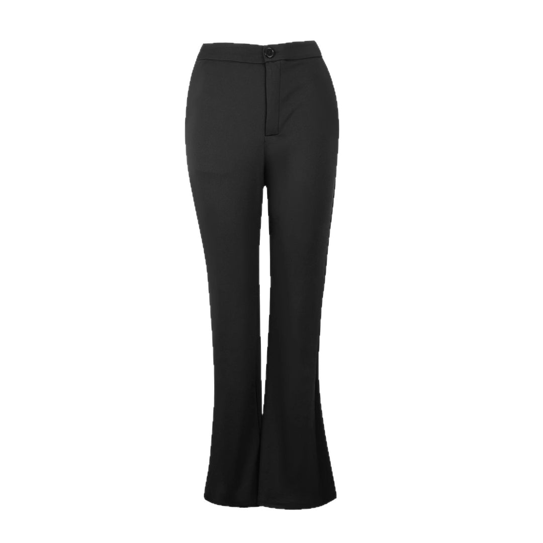 Damen elegante Flared-Hose mit hohem Bund und praktischen Eingrifftaschen EB