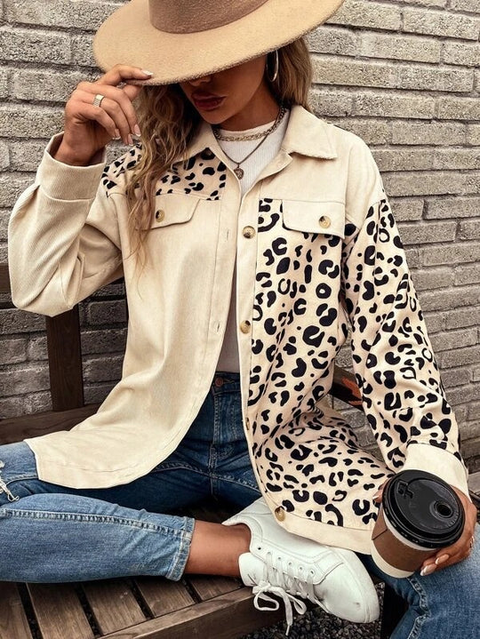 Damen Overshirt mit trendigem Leopardenmuster und komfortabler Passform EB