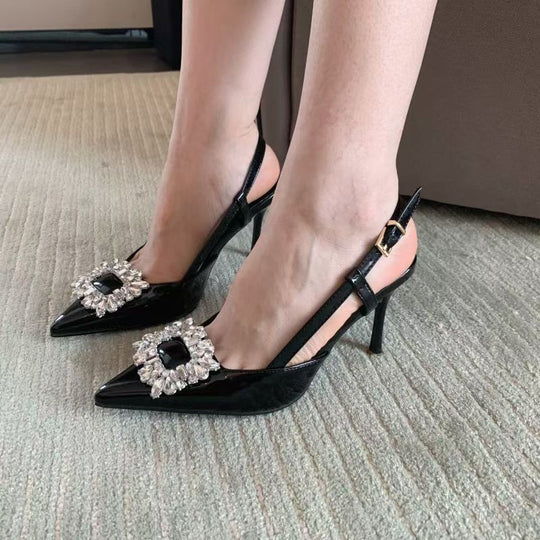 Damen elegante Slingback Pumps mit glamourösem Strassdetail EB