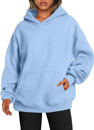 Damen nan Oversize Kapuzenpullover aus weicher Baumwollmischung mit Kängurutasche EB