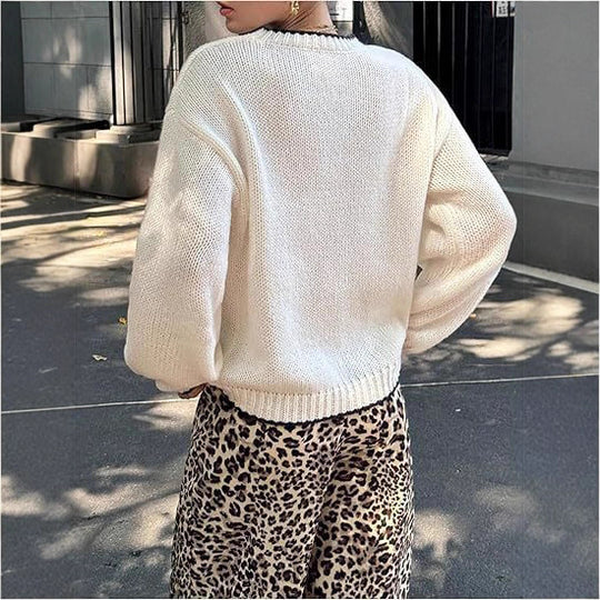 Damen Strickpullover mit Krabbenmotiv und lässigem Schnitt EB