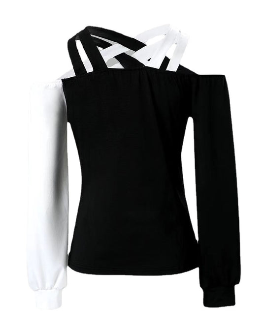 Damen Oberteil mit asymmetrischem Schnitt und offenen Schultern EB