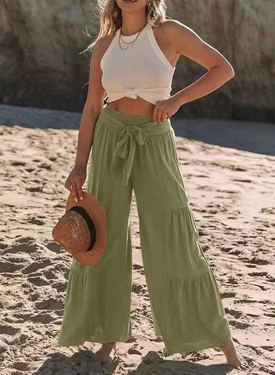 Damen Strandhose mit elastischem Bund und weitem Schnitt EB