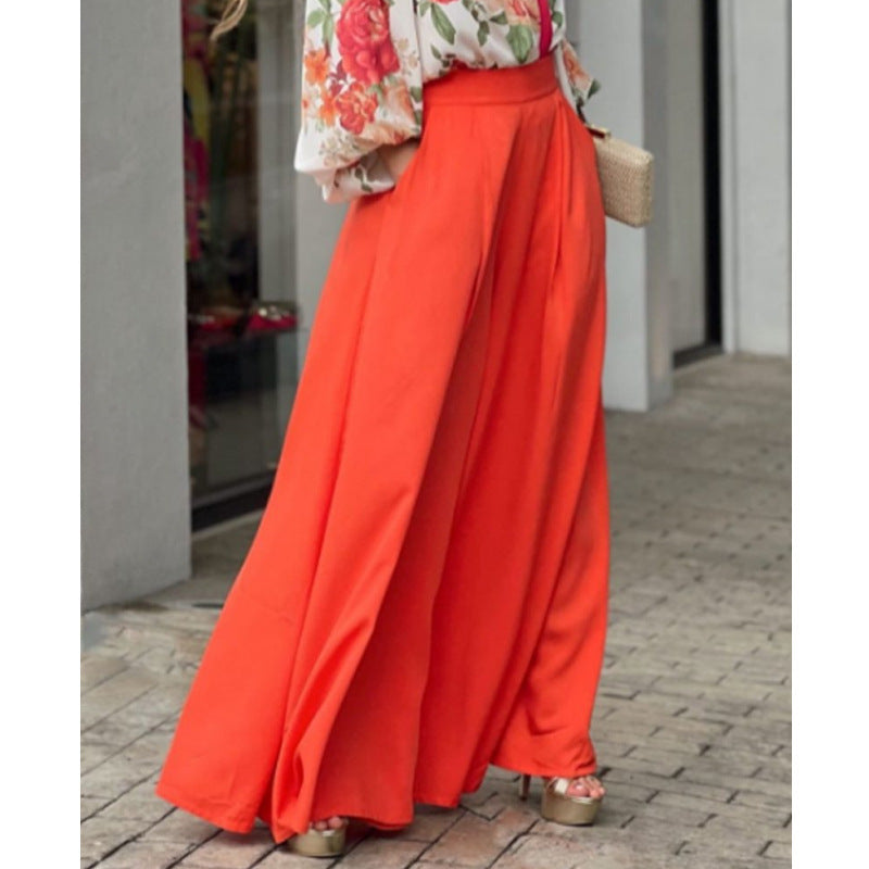 Damen Elegante und luftige Palazzo-Hose mit hohem Bund EB