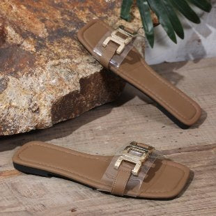 Damen Elegante und schicke Mules mit dekorativem Schnallen-Detail EB