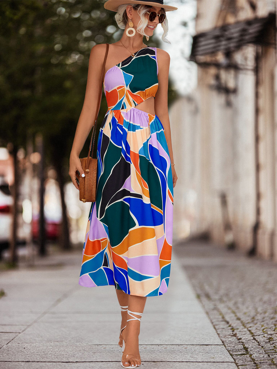 Damen Sommerliches Blumenkleid mit voluminösen Rüschendetails und komfortablem Schnitt EB