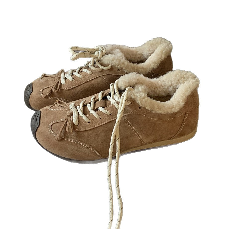 Damen Sportliche Winter-Sneaker mit kuscheligem Kunstfellkragen und rutschfester Sohle EB