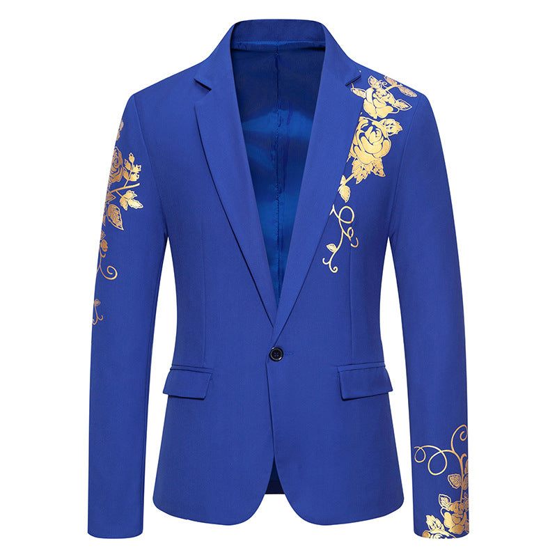 Herren nan einreihiges Sakko mit schmalem Revers und goldenem Rosenprint EB