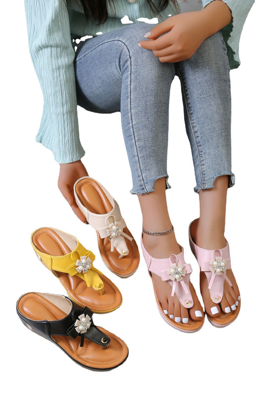 Damen Plateau-Sandalen mit dekorativem Blumendesign und komfortablem Fußbett EB