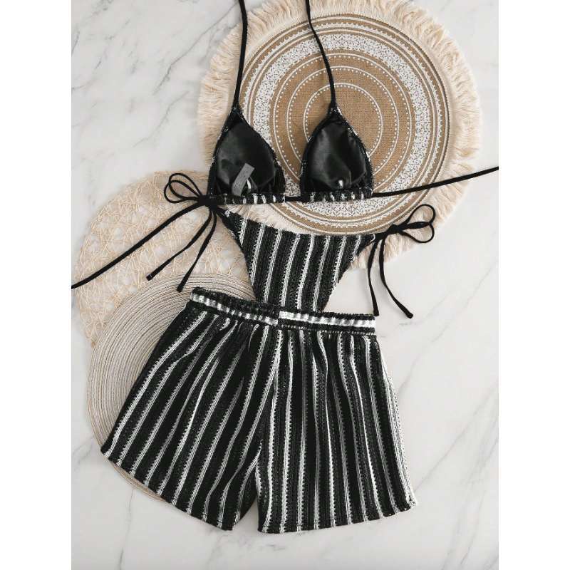 Damen Triangel-Bikini mit luftiger Rüschenshorts EB