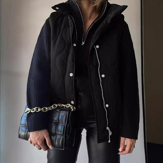 Damen Steppweste mit hohem Kragen und praktischen Taschen EB