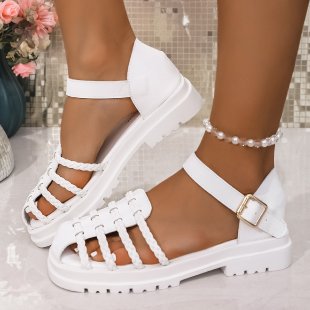 Damen Riemchen-Sandalen mit geflochtenem Design EB