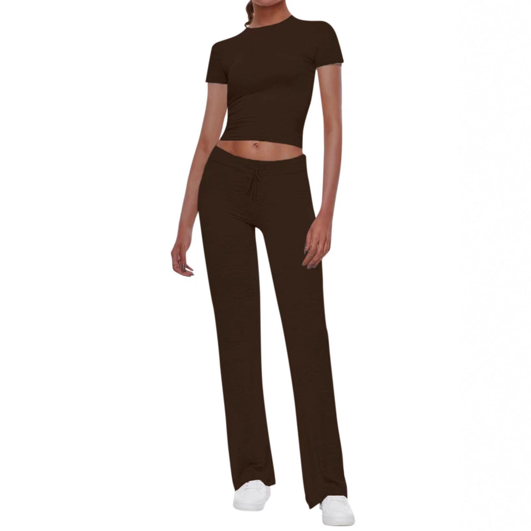 Damen Sportliches Set aus cropped Oberteil und weit geschnittenen Pants EB