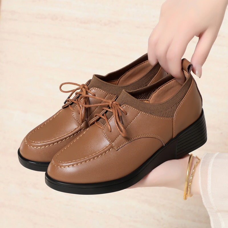 Damen Komfortable Schnürschuhe mit elegantem Blockabsatz und atmungsaktiver Oberflächenstruktur EB