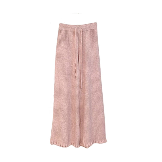 Damen Fließende Strickhose mit weichem Material und elegantem Saum EB