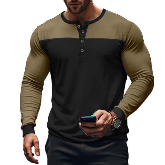 Herren nan funktionales Henley-Langarmshirt mit Raglanärmeln, verstärkter Knopfleiste und tailliertem Schnitt EB