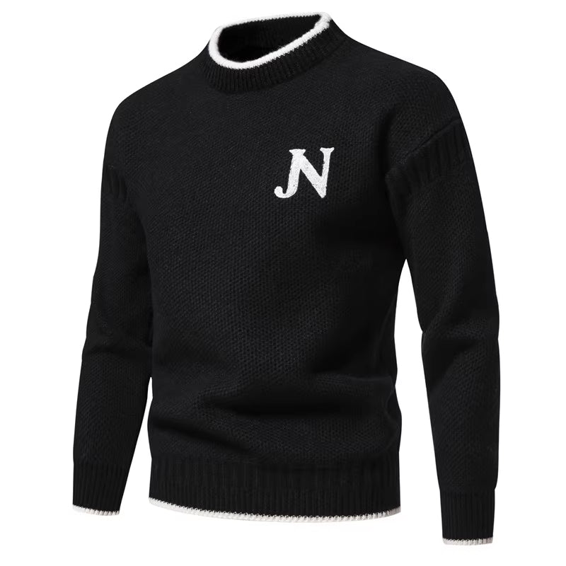 Herren Strukturierter Strickpullover mit Rundhalsausschnitt EB