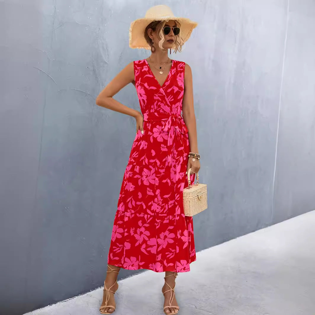 Damen Wickelkleid mit floralem Muster und eleganter Raffung EB
