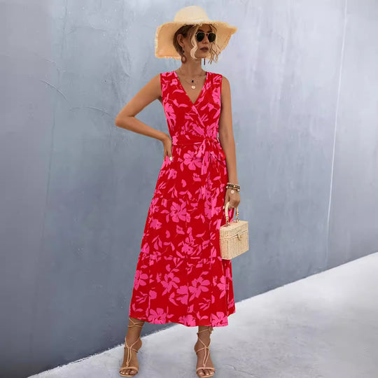 Damen Wickelkleid mit floralem Muster und eleganter Raffung EB