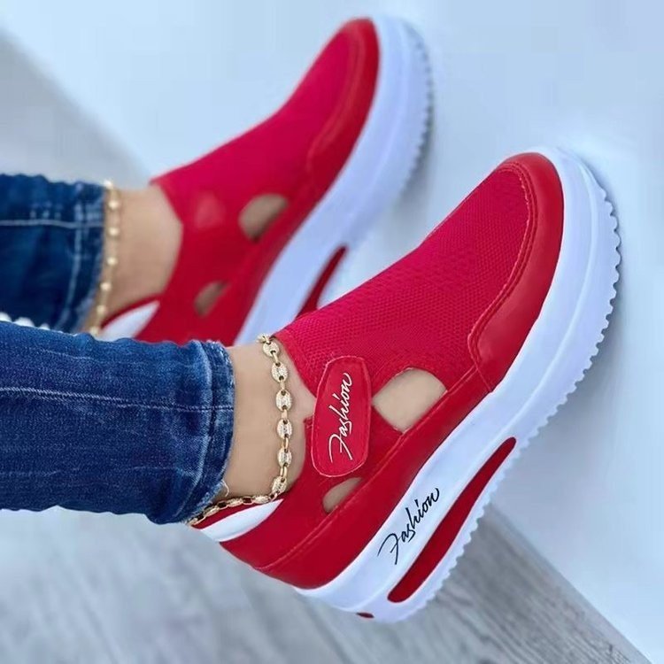Damen  atmungsaktive Plateausneaker mit Klettverschluss und integrierter Luftdämpfung EB