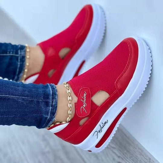 Damen  atmungsaktive Plateausneaker mit Klettverschluss und integrierter Luftdämpfung EB