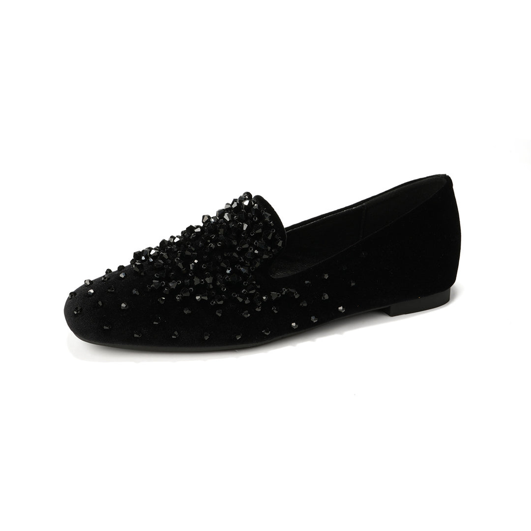 Damen Ballerinas mit funkelnden Strassapplikationen EB