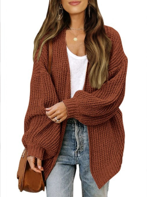 Damen Grobstrickjacke mit überschnittenen Schultern und lässigem Schnitt EB