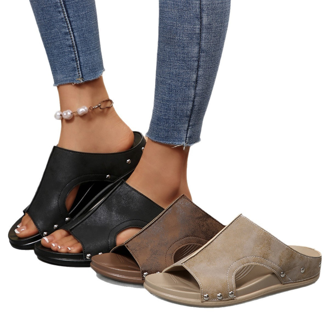 Damen Komfortable Slide-Sandalen mit modischem Cut-Out-Design und elegantem Strassbesatz EB