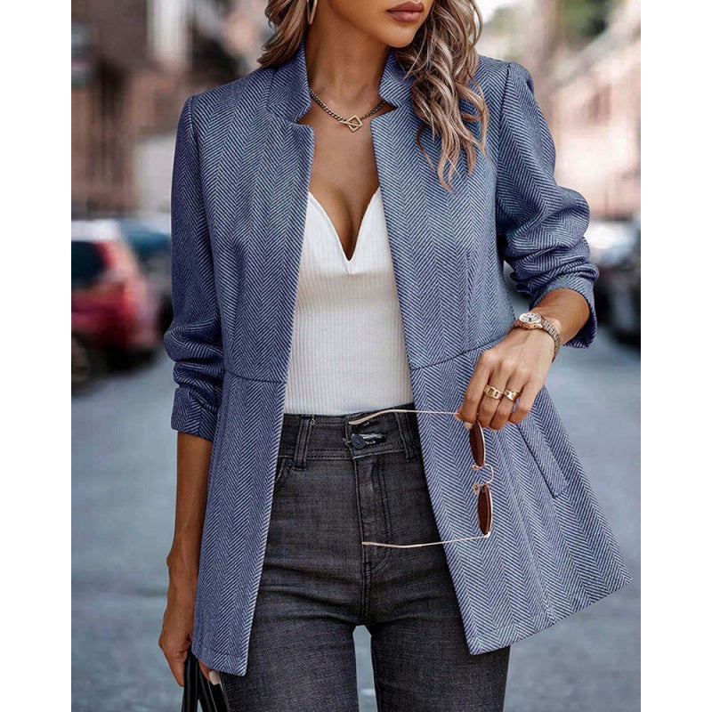 Damen Herringbone Blazer mit strukturiertem Schnitt EB