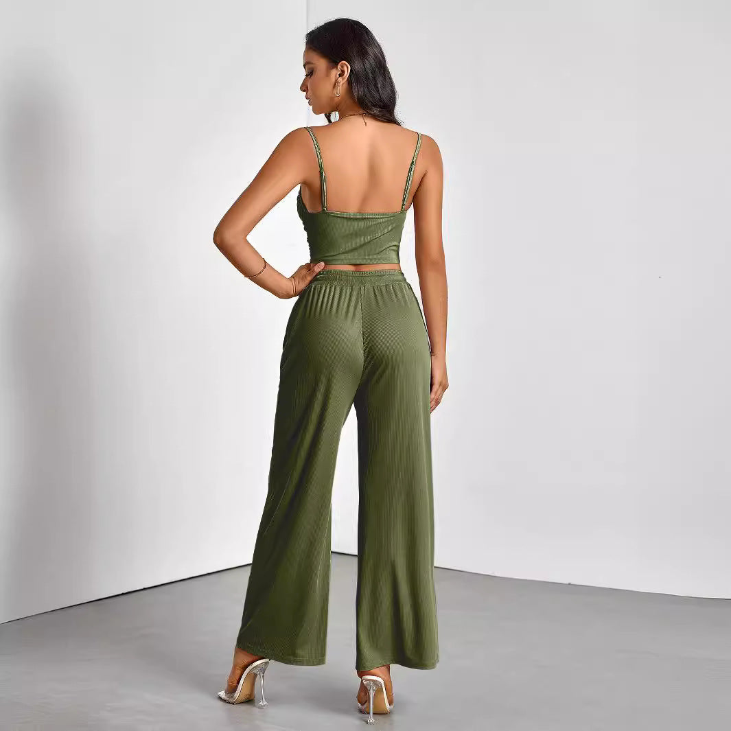 Damen Ripp-Top mit verstellbaren Spaghettiträgern und elastischer Taille EB