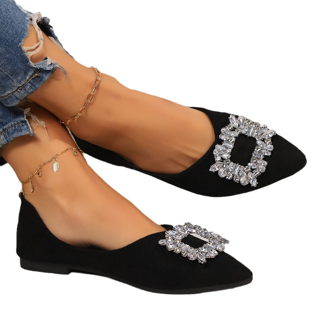 Damen elegante Ballerinas mit funkelnder Kristall-Applikation EB