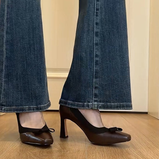 Damen elegante Pumps mit femininem Schleifendetail EB