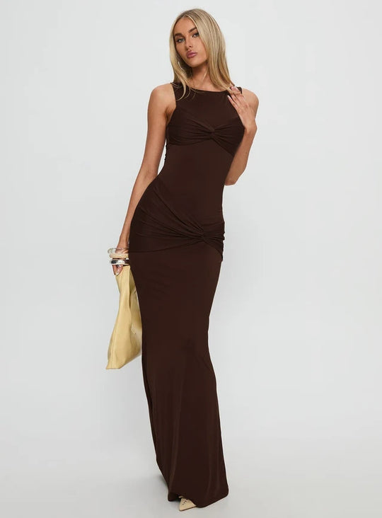 Damen Figurbetontes Maxikleid mit eleganter Drapierung EB