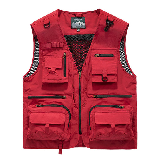Herren nan multifunktionale Outdoor-Taktikweste mit zahlreichen Taschen und Netzbesatz EB