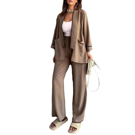 Damen Elegant geschnittene Jacke mit kontrastierendem Saum EB