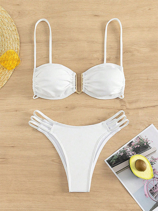 Damen Bikini-Set mit modischem Push-Up-Oberteil und elegantem Gummidetail EB